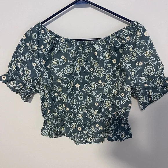 Re-Imagined by J.Crew Floral Off Shoulder Crop Top Women’s M Sustainable - Picture 3 of 10